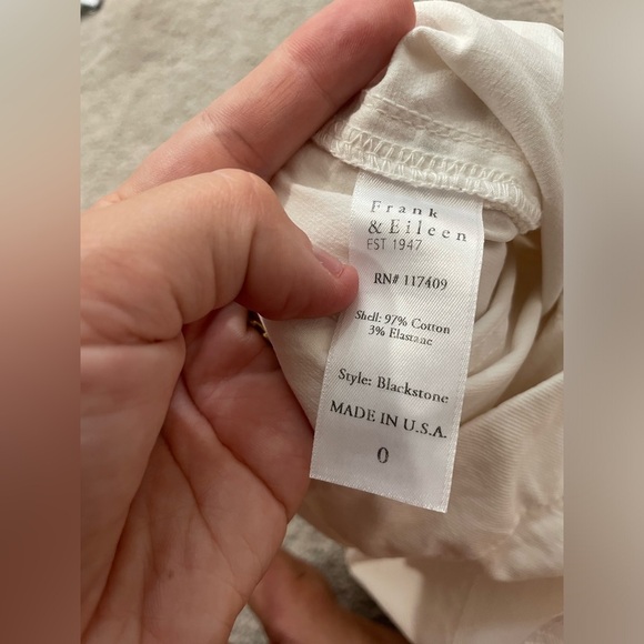 NWT FRANK & EILEEN BLACKSTONE CHALK CROP UTILITY PANTS WOMEN'S SIZE 0 US $298 - Picture 12 of 12